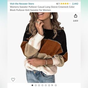 Amazon womens tricolor sweater size medium worn once